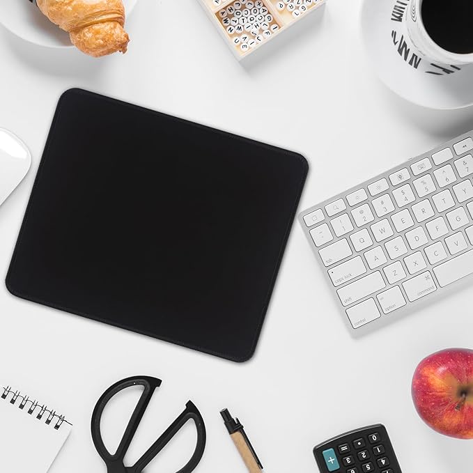 Square Mouse Pad with Stitched Edge, Premium Mousepad Washable Cloth. Computer Mouse Pad with Non-Slip Rubber Base, Mouse Pads for Computers Laptop Mouse 9.25x7.75x0.12 inch-Classic Black-2 Pack