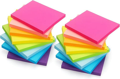 Early Buy Sticky Notes 3x3 Inch 16 Pads, Repositionable Self-Stick Memo Pads, 8 Bright Colors, 60 Sheets/Pad (960 Total) for Office, School, Home, Notebooks