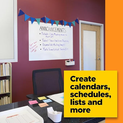 Post-it Dry Erase Whiteboard Film Surface for Walls, Doors, Tables, Chalkboards and More, Removable Sticky White Board for Wall, Stain-Proof, Easy Installation, 6 ft x 4 ft Roll