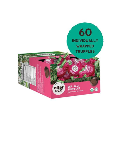 Alter Eco | Deep Dark Sea Salt Truffles | 58% Pure Dark Cocoa, Fair Trade, Organic, Non-GMO, Gluten Free Dark Chocolate Truffles | 60 Truffles