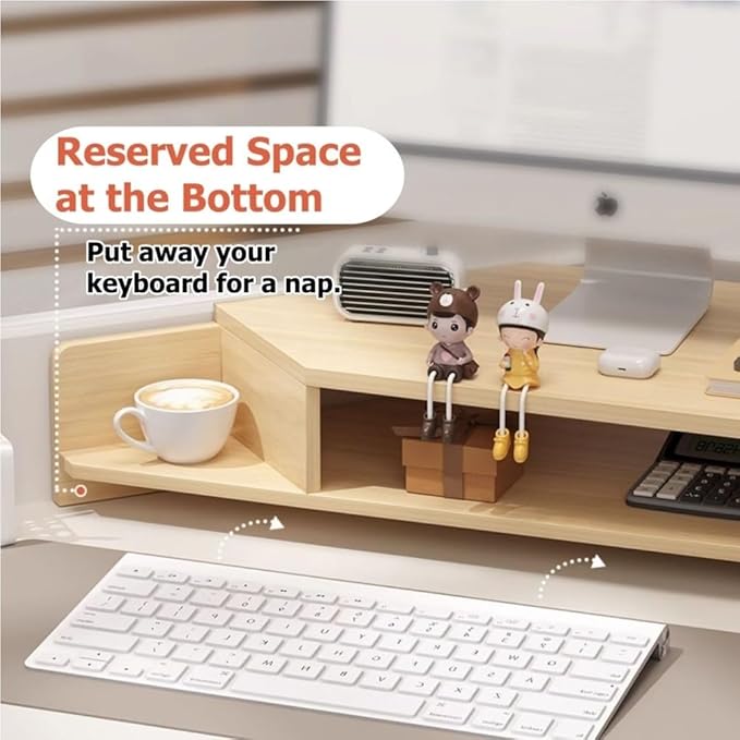 Laptop Stand for Desktop Computer, Corner Monitor Stand for Desk, Office Desk Accessories and Organizer, Multifunctional Space-Saving Corner Desk Shelf(Black)