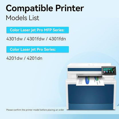 LEMERO UEXPECT Compatible Replacement for HP 210A Toner Cartridge 4 Pack with Chip 210A 210X W2100A W2100X for Color Laserjet Pro MFP 4301fdw 4301fdn Pro 4201dw 4201dn Printer Ink, 4 Pack