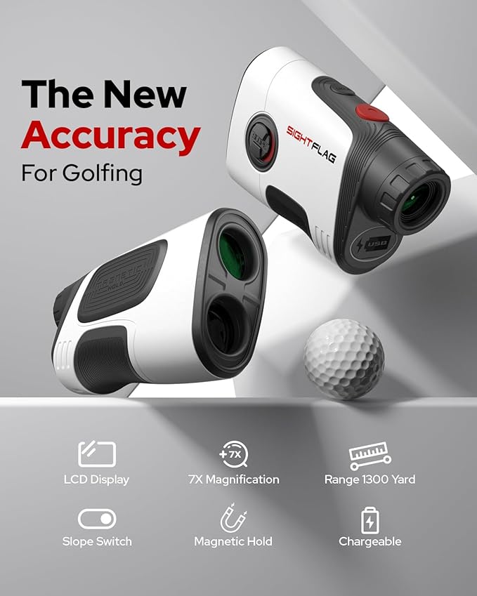 GF2-Golf Rangefinder with Slope and Pin Flagpole Lock Vibration, 1300 Yards Range Finder, External Slope Switch