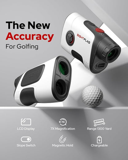 GF2-Golf Rangefinder with Slope and Pin Flagpole Lock Vibration, 1300 Yards Range Finder, External Slope Switch