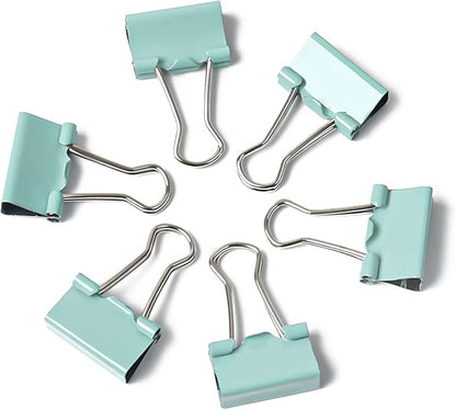 100 Pack Mini Light Green Binder Clips 5/8 Inch (15 mm), Colored Little Paper Clamps, Small Tiny Micro Size Paper Clips for Office Home School Business 0.6"