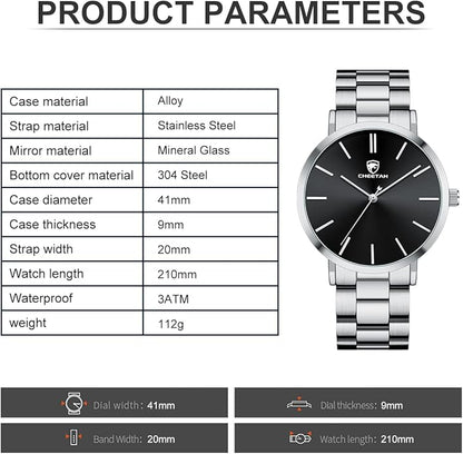 GOLDEN HOUR Men's Watches Slim Minimalist Runway Plated Stainless Steel Quartz Analog Watch