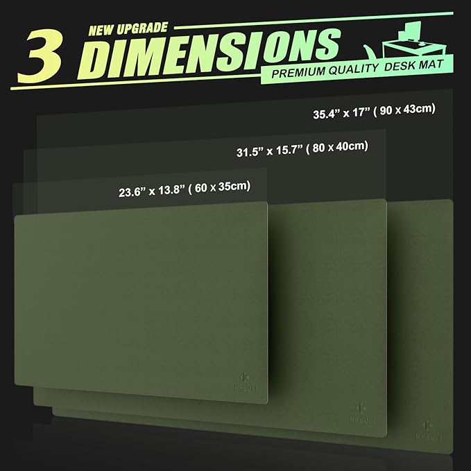 K KNODEL PU Leather Desk Mat – Large Mouse & Keyboard Pad, Dual-Sided Desk Protector, 35.4×17" (Dark Green)