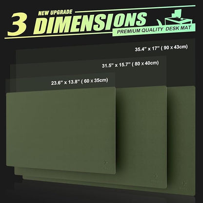 K KNODEL PU Leather Desk Mat – Large Mouse & Keyboard Pad, Dual-Sided Desk Protector, 35.4×17" (Dark Green)