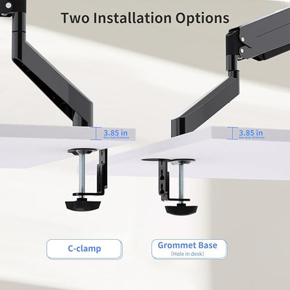 Suptek Single Monitor Mount,Adjustable Gas Spring Monitor Arm Desk Mount Stand Fits 17 20 22 23 24 26 27 32 33 inch,Holds up to 22 lbs, Black(MD18)