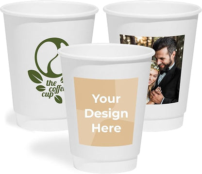 Custom Disposable Paper Coffee Cups, 16oz, Pack of 3000, Add Your Logo or Text, Double Walled, Leakproof for Hot and Cold Drinks, Perfect for Christmas Parties or other Festive Events