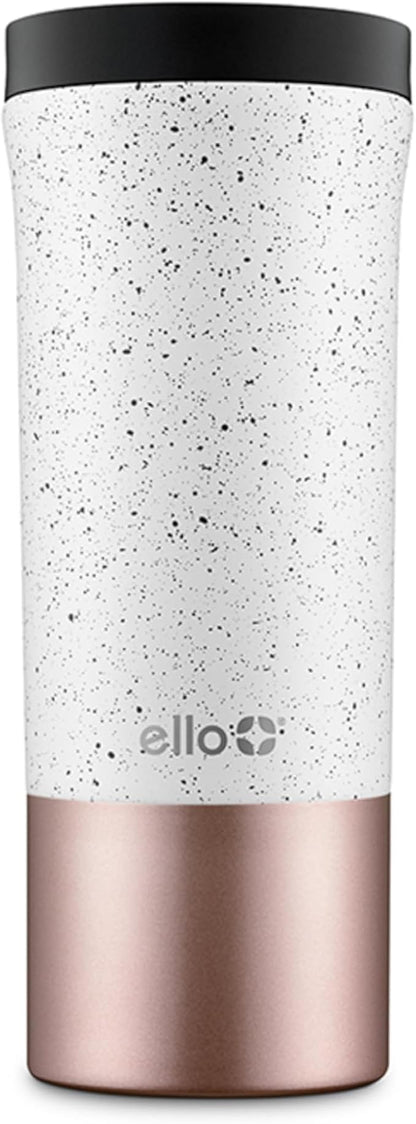 Ello Miri 16oz Vacuum Insulated Stainless Steel Travel Mug, Leak-Proof Slider Lid, Keeps Hot for 5 Hours, Perfect for Coffee or Tea, BPA-Free, Fits Most Cupholders, Holiday Gift, Speckle