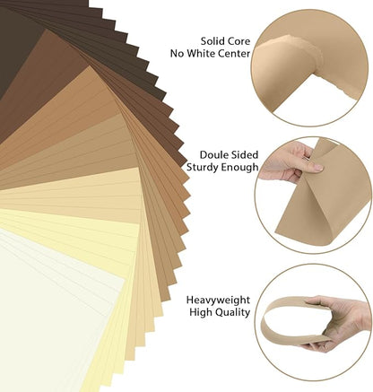 OcePor 80 Sheets Brown Cardstock Paper, Colored Printer Paper 8.5 x 11, Thick Construction for Cards Making, Scrapbook，Office Printing, Invitations, Certificates，DIY Crafting 92 lb/250gsm