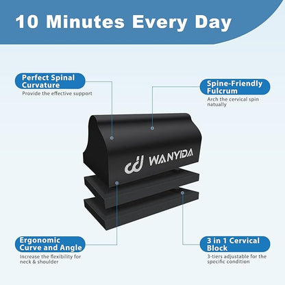 WANYIDA Neck Stretcher Chiropractic Pillows for Neck Pain Relief, Cervical Traction Device for Cervical Spine Alignment, Neck and Shoulder Relaxer, Cervical Orthotic Traction Block
