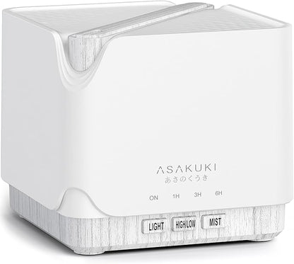 ASAKUKI Essential Oil Diffuser for Home, Large 700 ml Humidifier with Automatic Shut-Off, Quiet Aromatherapy Diffuser with 7 LED Lights for Living Room, Kitchen, Bedroom, Hotel - White