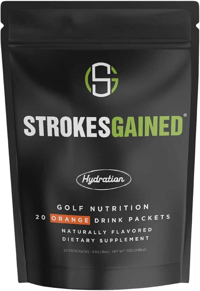 Golf Hydration Orange Electrolyte Powder – Sugar Free Drink Mix Packets – Golf Accessories for Men & Women – Golf Gifts – 20 Stick Packs