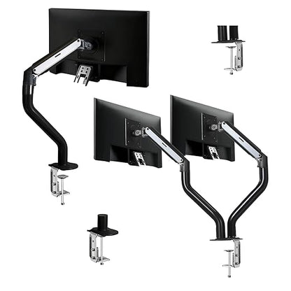 Okak Monitor Stand for Desk Single Monitor Arm Mount Computer for VESA Mounting Holes 75 and 100mm, 15 to 27 Inch Screens Stand Up to 26.4lbs, Office Desk Accessories, Black, (Single+Dual)