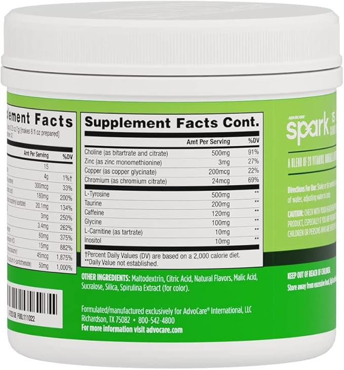 AdvoCare Spark - Energy Drink Mix - Vitamin & Amino Acid Supplement - Supports Energy & Focus - Portable Immune Support - Sugar-Free - Limeade (10.5) Oz