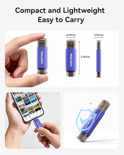 64GB USB C Flash Drive 5-Pack, KOOTION 2-in-1 Type-C Flash Drive USB-A&USB-C 3.0 Dual Drive OTG, Thumb Drive Memory Stick for Android Smartphone/Tablet/PC