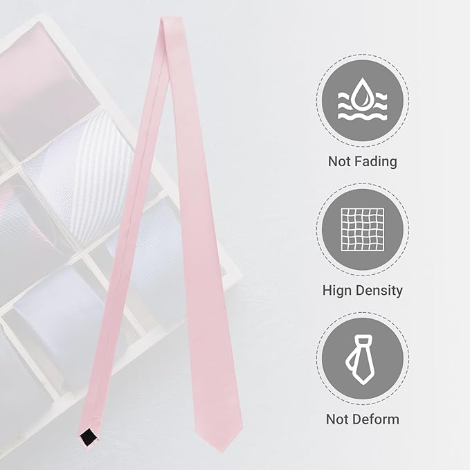 Black Ties For Men Solid Pure Color Formal Neckties 3.15" (8CM) Men's Tie for Business and Wedding with Gift Box