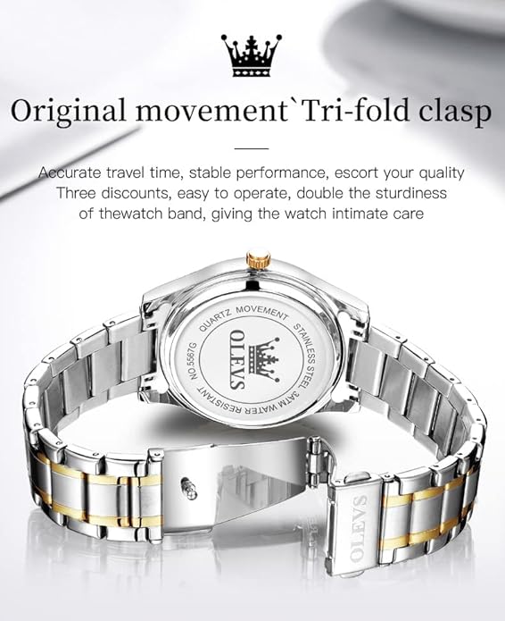 OLEVS Mens Watch Stainless Steel Analog Quartz Watches for Men Day Date Easy Read Diamond Waterproof Dress Luxury Classic Casual Big Face Blue/Black/Gold/Silver Roman Arabic Numerals Men's Wrist Watch