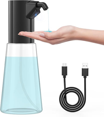 Automatic Liquid Soap Dispenser Touchless,Hand & Dish Electric Dispenser 4-Level Adjustable,450ML Waterproof Rechargeable Kitchen Auto Soap Pump,The Bottle is Replaceable (Black)