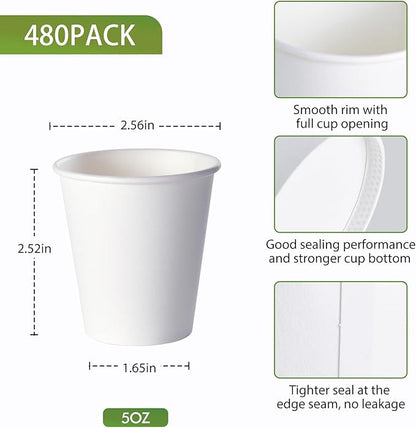 LITOPAK 480 Pack 5 oz Disposable Paper Cups, Disposable Mouthwash Cups, Small Disposable Cups, Mini Paper Cups for Parties, Picnics, Barbecues, Travel and Events