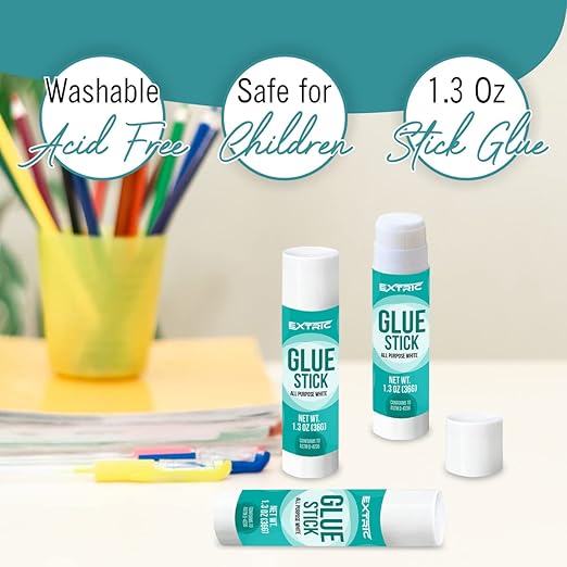 Glue Sticks for Kids, White Glue Sticks Bulk Classroom 12 Count, 1.3 Ounce, Washable All Purpose, for Kids, School and Home