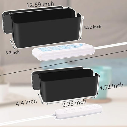 YUANYE Cable Management Box 2 Pack with 122 Cable Clips Set, Large Cord Organizer Box Hide Power Strip for Computer, Router, USB Hub and Under Desk Power Strip, Safe ABS Material Cord Management