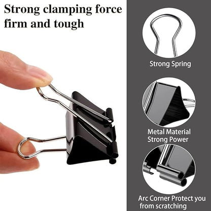 300 Pack Binder Clips Paper Clamps Assorted Sizes (Black), Jumbo, Large, Medium, Small, Mini and Micro, 6 Sizes for Office, School and Home