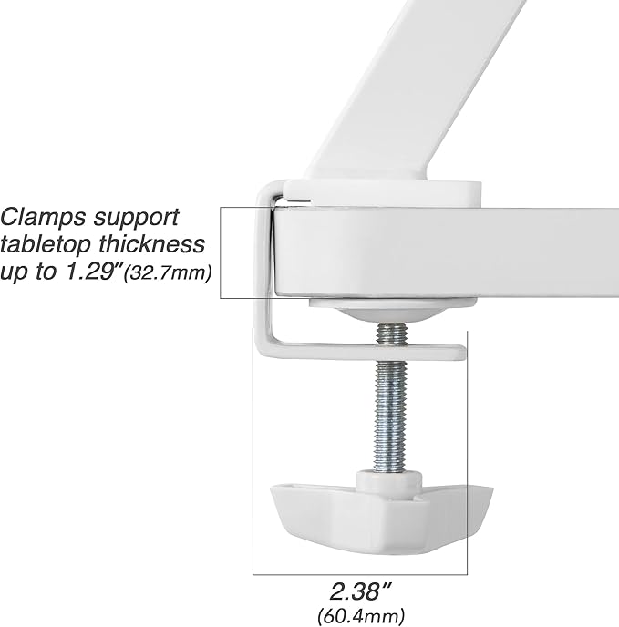 AVLT Clamp Desk Shelf Dual 32" Monitor Riser With Slide-out Holder for Convertible Laptop, Tablet, Smartphone (Black) - Floating Stand (Clamp-On Shelf Only)