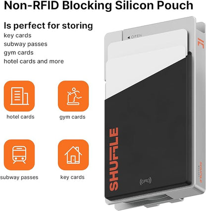 Shuffle Wallet Accessories - Silicone Pouch with NFC Function, Digital Business Card Chip, Holds 2 Cards, Perfect for Key Cards, Subway Passes, Gym and Hotel Cards (Orange)