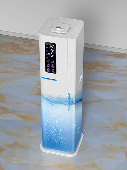 Humidifier with Warm & Cool Mist - 2.64Gal Top Fill, 500 sq ft Coverage, 60H Runtime, Remote, Humidity Control, Aroma Tray & Mood Light (Yellow/Blue)