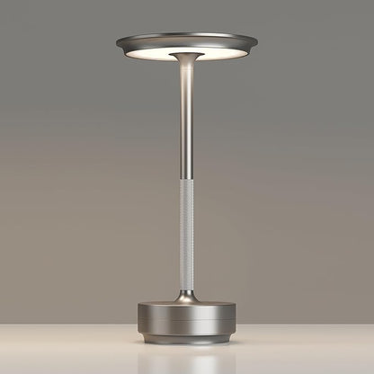 Rechargeable Cordless Table Lamps, Portable 5000mAh Battery Table Light, 3 Color Stepless Dimming LED Table Light with Memory Function, for Outdoor/Dinner/Patio/Restaurant.(Silver)