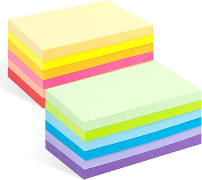 Large Sticky Notes,1200 Sheets Memo Pads,3 x 5 in Bright Colored Note Pads,Clean Removal Super Self-Stick Notes,12 Colors Notepads,Pastel Ruled Post Stickies for Office,Home,School Supplies