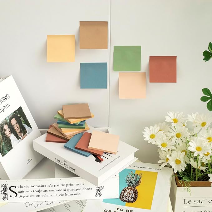 (24 Pads) Sticky Notes 3x3 inch, Self-Stick Pads Vintage Colors Sticky Note, Recyclable, Easy to Stick for Home, Office, Notebook