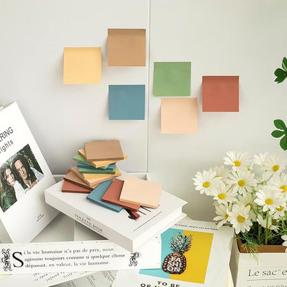 (12 Pads) Sticky Notes 3x3 inch, Self-Stick Pads Vintage Colors Sticky Note, Recyclable, Easy to Stick for Home, Office, Notebook