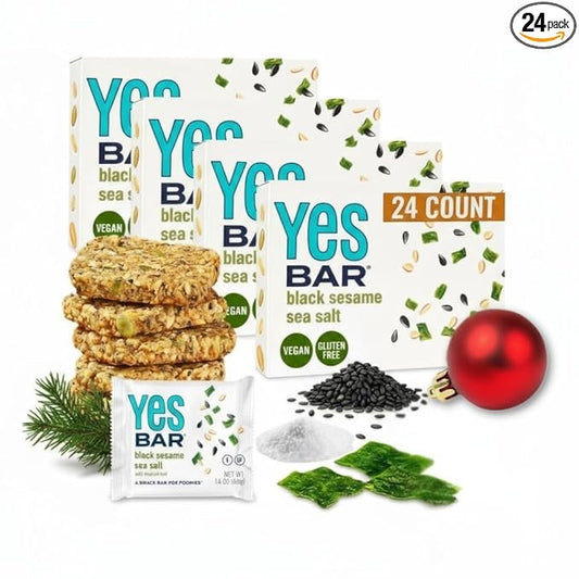 The YES Bar – Black Sesame Sea Salt – Plant Based Protein, Decadent Snack Bar – Vegan, Paleo, Gluten Free, Dairy Free, Low Sugar, Healthy Snack, Breakfast, Low Carb, Keto Friendly (24 Count)