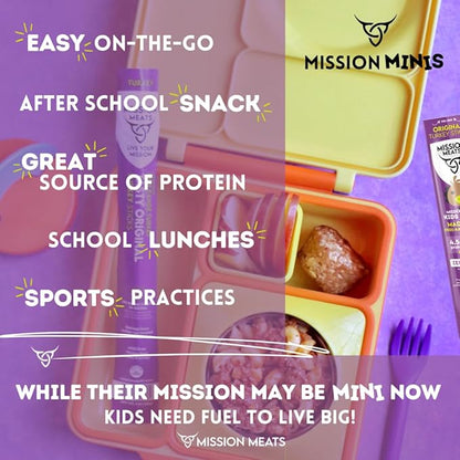Mission Meats Kids Turkey Sticks – 100% Free Range, Healthy Snacks for Kids, Gluten & Nut Free, 0.5oz, 24 Count (Pack of 1)