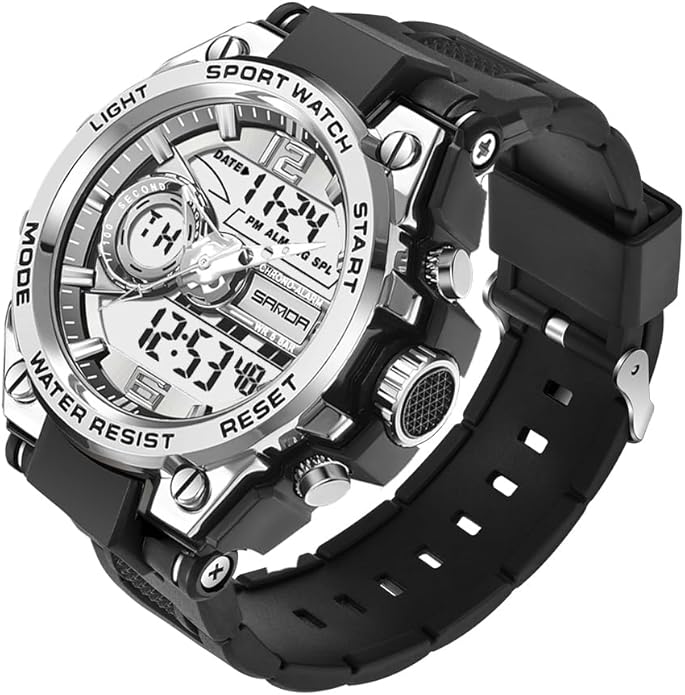 KXAITO Men's Watches Sports Outdoor Waterproof Military Watch Date Multi Function Tactics LED Alarm Stopwatch