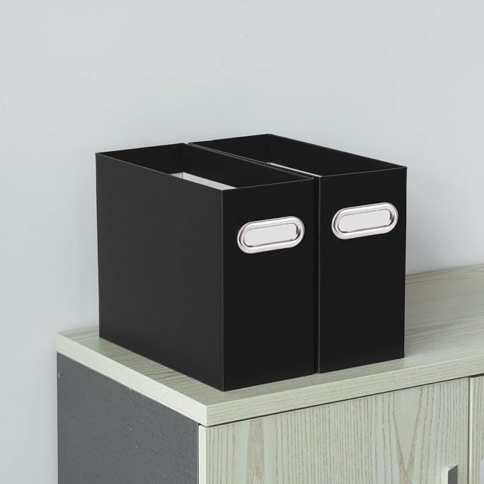 Oterri Cardboard File Organizer Box for Hanging File Folders Letter Size,File Box for Computer Desk,File Cabinet,Working Home,Office,Classroom (Black, Letter Size - 8 Packs)