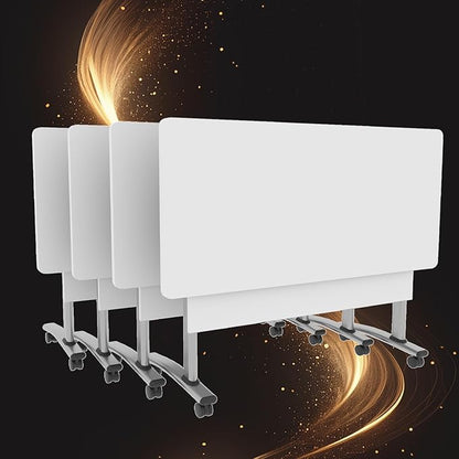 Conference Table, Folding Conference Room Table Meeting Tables, Flip Top Training Table Foldable Conference Tables with Wheels for Office, Conference Room, School (4 Pack C, 47.2 x 23.6 x 29.5 inch)
