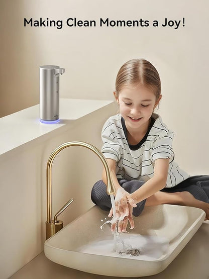 SUNLY Automatic Foam Soap Dispenser, 0.2s Fast Sensor, USB-C Rechargeable, Smudge-Resistant Stainless Steel, Touchless Liquid & Foaming Soap Dispenser for Bathroom, Kitchen, Hotel, Silver