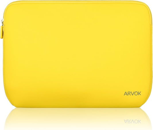Arvok 13 13.3 14 Inch Laptop Sleeve Case for MacBook Pro 14 2021/Water-Resistant Notebook Chromebook Computer Pocket Briefcase Carrying Bag Pouch Skin Cover for HP/Dell/Lenovo/Asus/Acer, Yellow