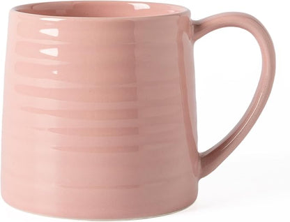 Ceramic Coffee mugs, 21 oz, Extra Large Mugs, Big Tea Cup, Large Handle, Pottery Mug, Big Belly, Transmutation Glaze，Wide Bottom, stripe pattern, Microwave & Dishwasher Safe. (Pink)
