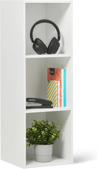 Amazon Basics 3-Cube Bookcase Compatible with Fabric Storage Cube Organizers, White