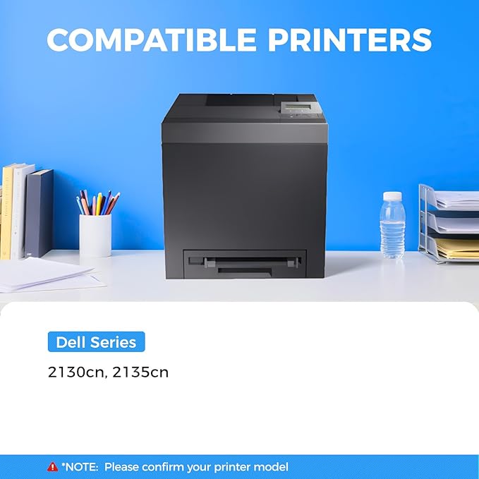 KingKJ 2130CN 2135CN Toner Cartridge Compatible Replacement for Dell 2130cn 2135cn 2130 2135 Printers 330-1436 T106C 330-1437 T107C 330-1433 T109C 330-1438 T108C Black Cyan Magenta Yellow 4-Pack