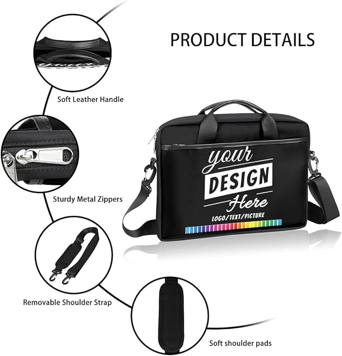 Custom-Laptop-Bag 15 Inch with Name Photo Personalized-Computer-Shoulder-Case Briefcases for Women Men Business