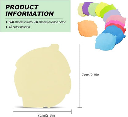 Sticky Notes, Self Sticky Post Notes, Bright Colorful Creative Desk Accessories for Reminders Office School and Home 2.75 x 2.75 Inch 50 Pieces/Pad 600 Sheet Leaves