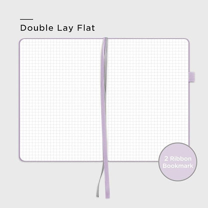 160 Pages, A5 5.7 x 8 inches 100 gsm Thick Paper Notebook Journals for Writing, Grid Hardcover Notebook(1 Pack, Lavender)