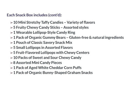 Foxy Fane 100-Count Holiday Snack Box for Kids - Perfect Variety Pack of 100 Snacks & Treats for Back to School, Christmas, Everyday Gifts - Great for Family, Friends, or Office